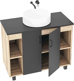 Grossman Тумба с раковиной Флай 100 GR-3013 дуб сонома/серая – фотография-2